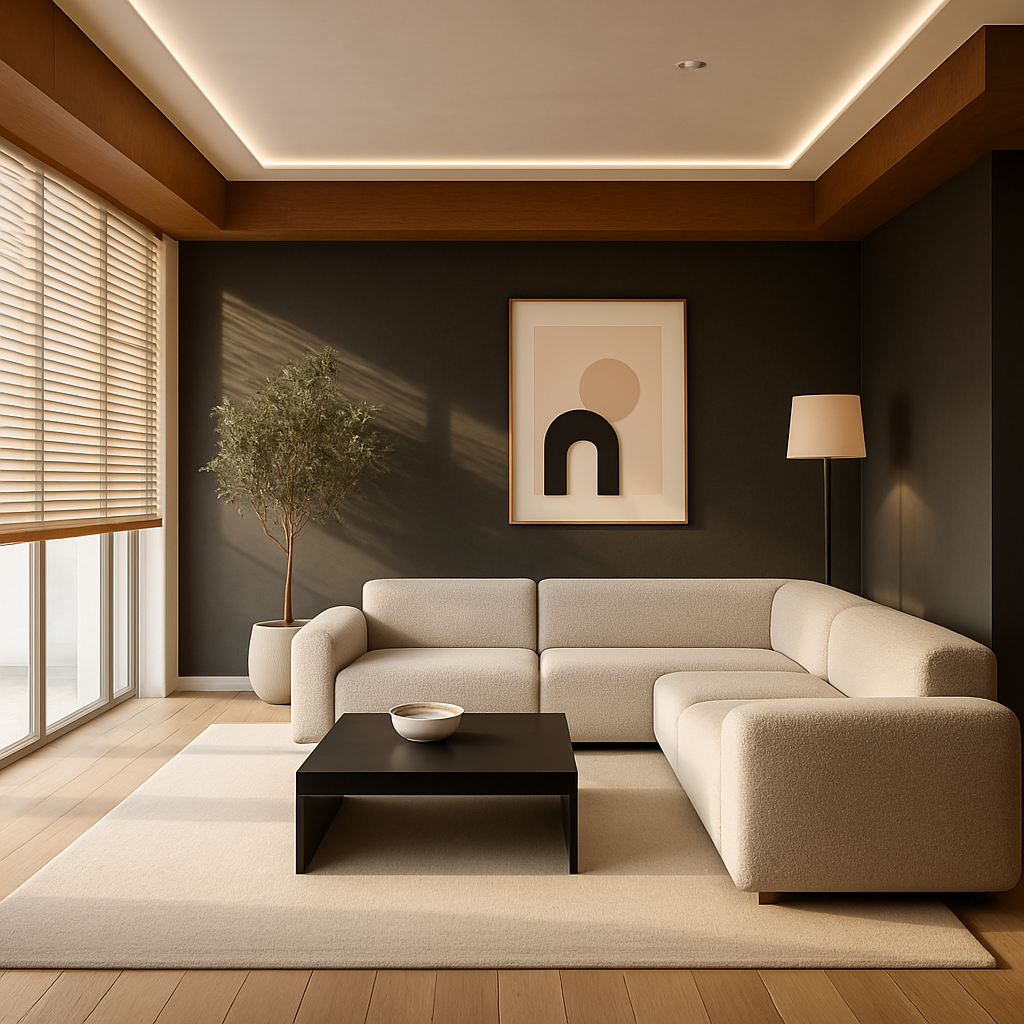 After: Dated living room → Modern Minimalist